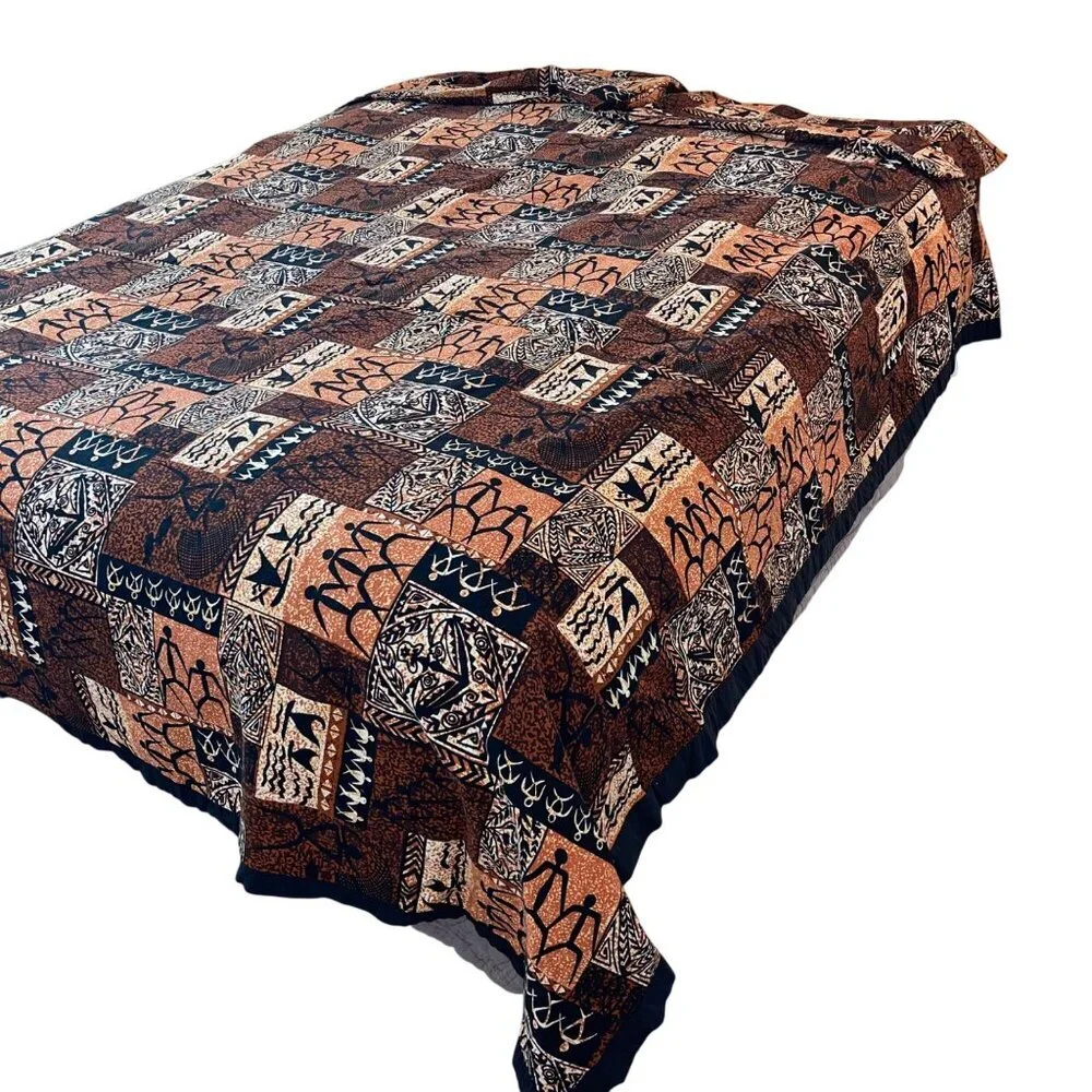 Kiipohaku Petroglyphs Coverlet And Sham Set Hawaiian Tiki